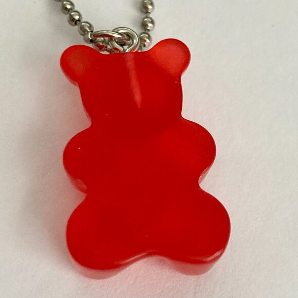 Gummy Bear Charm Necklace Cherry Red Resin 19" Ball Chain Ardene NWT Cute - Picture 9 of 9